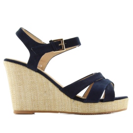 Sandalias con cuña BL337 azul azul marino 1