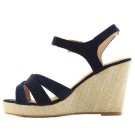 Sandalias con cuña BL337 azul azul marino 2