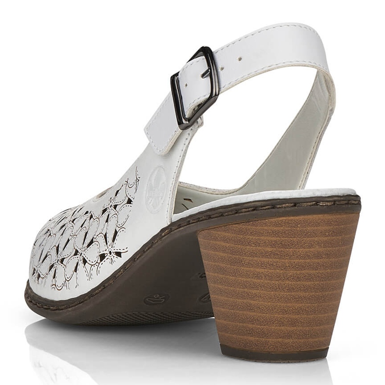 Sandalias de Openwork cuero para mujeres White Full White Rieker 40981-80 White blanco 1