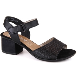 Sandalias de mujer cómodas de piel con tacón y velcro, negro Rieker 64693-00 7