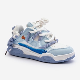 Zapatillas de mujer con cordones gruesos, azul Miatora 1