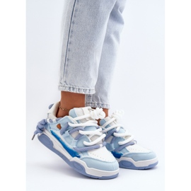 Zapatillas de mujer con cordones gruesos, azul Miatora 2