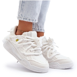 Zapatillas De Mujer Con Cordones Gruesos Blanco Miatora 10