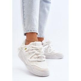 Zapatillas De Mujer Con Cordones Gruesos Blanco Miatora 4