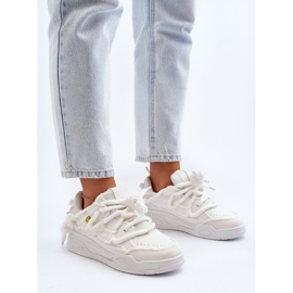 Zapatillas De Mujer Con Cordones Gruesos Blanco Miatora 8