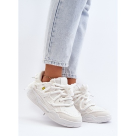 Zapatillas De Mujer Con Cordones Gruesos Blanco Miatora 3