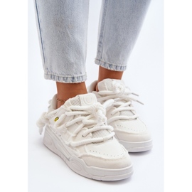 Zapatillas De Mujer Con Cordones Gruesos Blanco Miatora 6