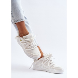 Zapatillas De Mujer Con Cordones Gruesos Blanco Miatora 9