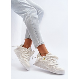 Zapatillas De Mujer Con Cordones Gruesos Blanco Miatora 1