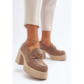 Zazoo 20170 Zapatos Mujer Ante Tacón Alto, Beige 3