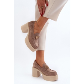 Zazoo 20170 Zapatos Mujer Ante Tacón Alto, Beige 4