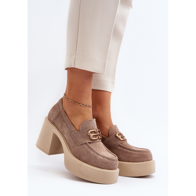 Zazoo 20170 Zapatos Mujer Ante Tacón Alto, Beige 2