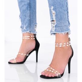 Sandalias negras de tacón alto de Mao negro 1