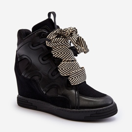 Zapatillas Mujer Cuña Negro Leoppa 2