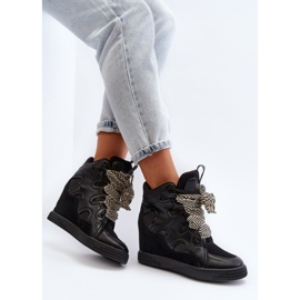 Zapatillas Mujer Cuña Negro Leoppa 1