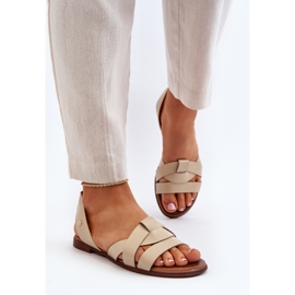 Zazoo 40185 Sandalias cómodas de piel, color beige 4