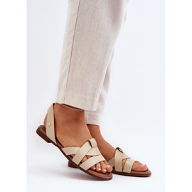 Zazoo 40185 Sandalias cómodas de piel, color beige 2