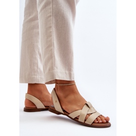 Zazoo 40185 Sandalias cómodas de piel, color beige 7