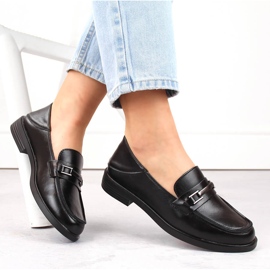 Mocasines mujer piel tacón bajo negro Vinceza 58233 1