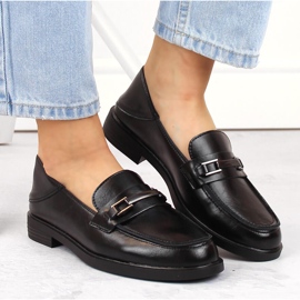 Mocasines mujer piel tacón bajo negro Vinceza 58233 3