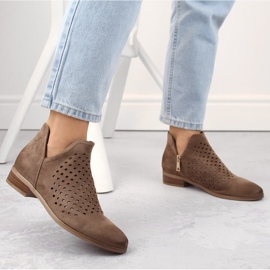 Botines de mujer de ante con abertura, marrón, Vinceza 58240 2
