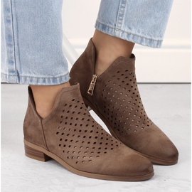 Botines de mujer de ante con abertura, marrón, Vinceza 58240 3