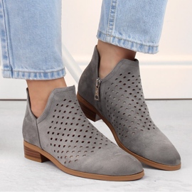 Botines de mujer de ante con abertura, gris Vinceza 58240 3