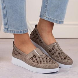 Zapatos sin cordones mujer piel calada beige T.Sokolski 0712 4