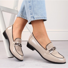 Zapatos de charol de tacón bajo para mujer, beige, Potocki SZ12309 1