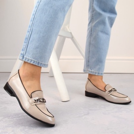 Zapatos de charol de tacón bajo para mujer, beige, Potocki SZ12309 2