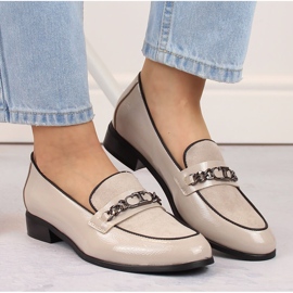 Zapatos de charol de tacón bajo para mujer, beige, Potocki SZ12309 3