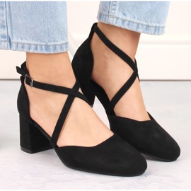 Sandalias de mujer elegantes de ante con tacón alto, negro Potocki SZ12341 3