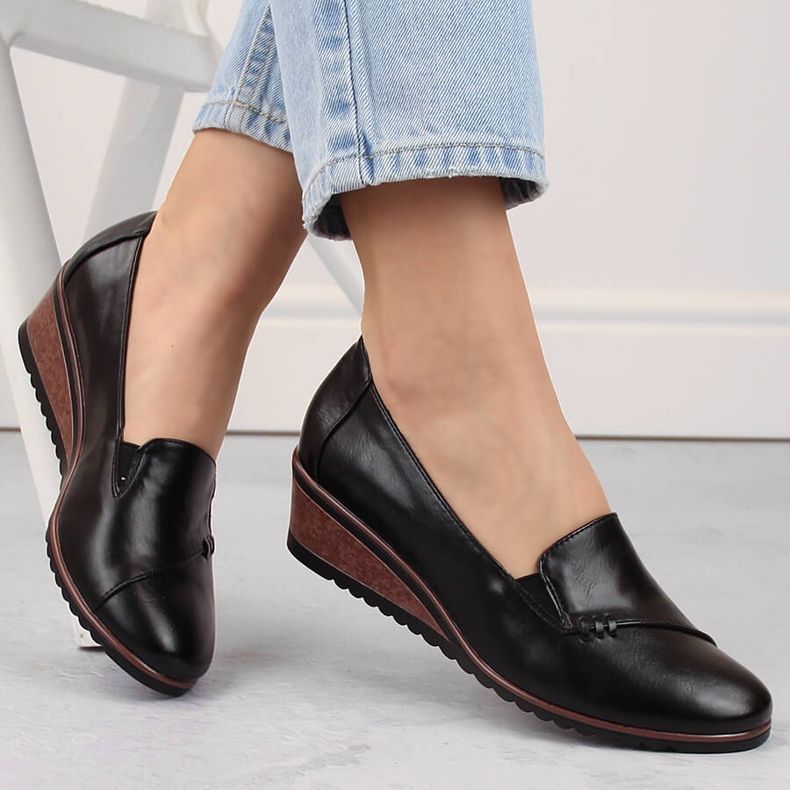 Zapatos cuña slip-on mujer negros Potocki SZ12345 1 Zapatos cuña slip-on mujer negros Potocki SZ12345 1