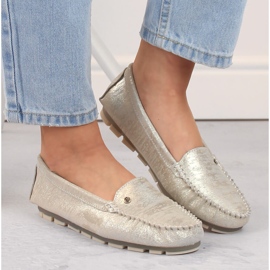 Mocasines slip-on de mujer Filippo DP2037/24 GO de piel beige 3