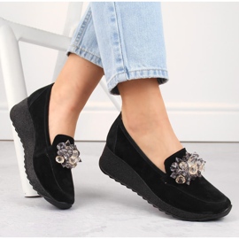 Zapatos cuña mujer piel ante con cristales negro Filippo DP4563 1