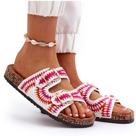 Chanclas de Mujer con Suela de Corcho, Blanco Fannea 9