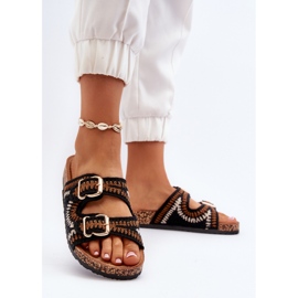 Chanclas de mujer con suela de corcho, Negro Fannea 3