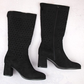 Botas de piel de ante negro para mujer de Daszyński 5