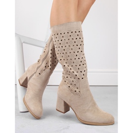 M. DASZYŃSKI Botas mujer ante calado beige M.Daszyński SA156-10 1 M. DASZYŃSKI Botas mujer ante calado beige M.Daszyński SA156-10 1