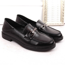 Mocasines mujer piel tacón bajo negro Vinceza 58233 5