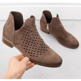 Botines de mujer de ante con abertura, marrón, Vinceza 58240 4