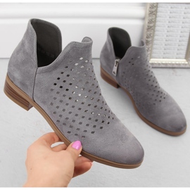 Botines de mujer de ante con abertura, gris Vinceza 58240 4