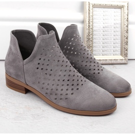 Botines de mujer de ante con abertura, gris Vinceza 58240 5