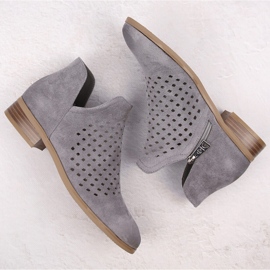 Botines de mujer de ante con abertura, gris Vinceza 58240 6