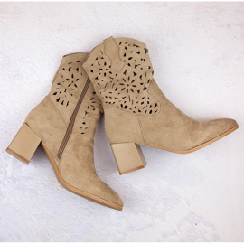 Botas cowboy mujer ante calado beige Jezzi ASA217-7 5