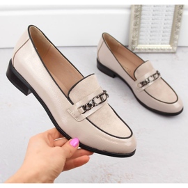 Zapatos de charol de tacón bajo para mujer, beige, Potocki SZ12309 4