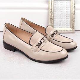 Zapatos de charol de tacón bajo para mujer, beige, Potocki SZ12309 5