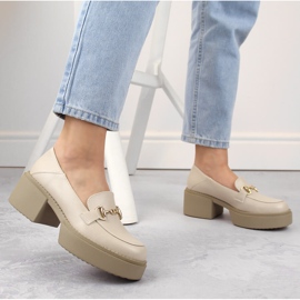 Zapatos de mujer, mocasines de mujer con tacón alto y plataforma, beige McKeylor 2