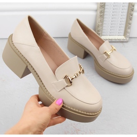 Zapatos de mujer, mocasines de mujer con tacón alto y plataforma, beige McKeylor 4