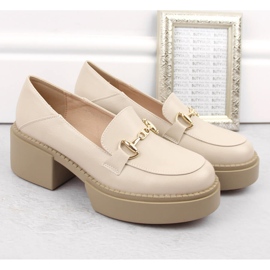 Zapatos de mujer, mocasines de mujer con tacón alto y plataforma, beige McKeylor 5